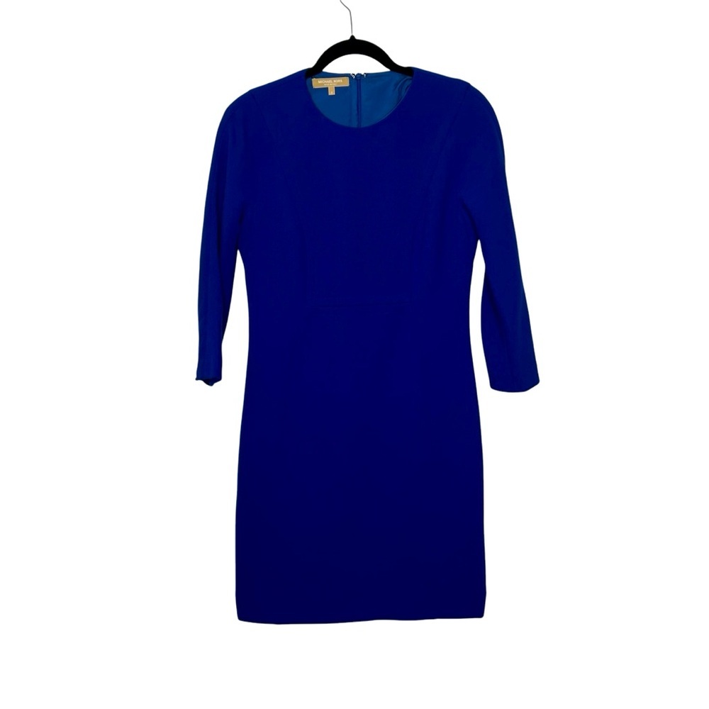 Michael Kors Royal Blue Italian Made Fully Lined 3/4 Sleeves Sheath Dress Sz S